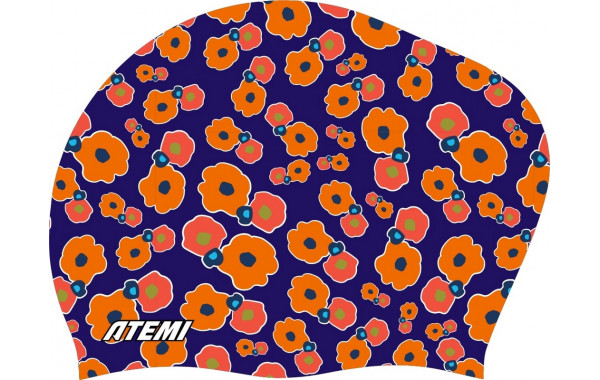 Шапочка для плавания Atemi long hair cap Orange flower TLH1OF принт 600_380