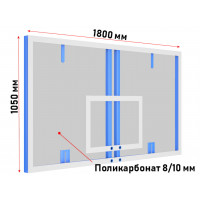 Щит баскетбольный профессиональный Glav из поликарбоната (для ферм и стоек) 01.200-1