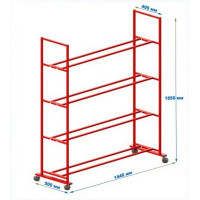 Стеллаж на колесиках для мячей разборный (цвет красный) Dinamika