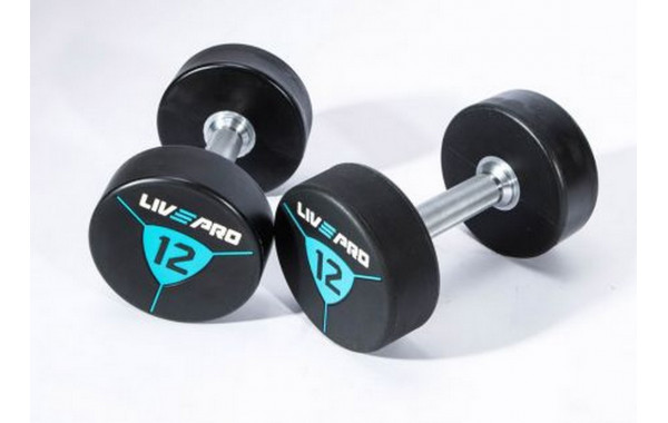 Гантели в уретане 12 кг Live Pro Premium Urethane Dumbbells LP8000-12 600_380