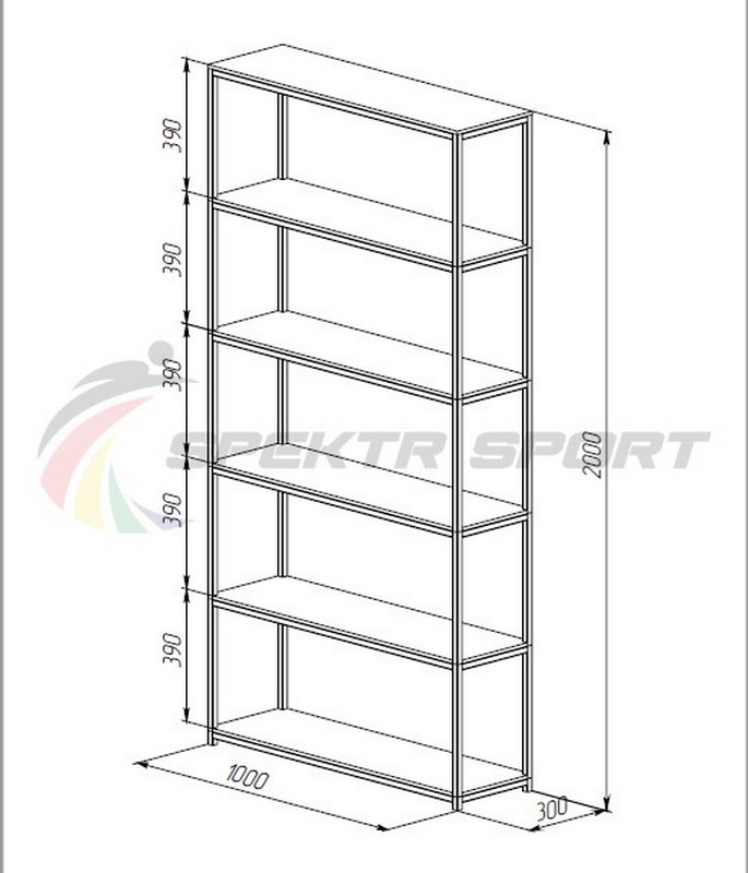 Стеллаж для спортивного инвентаря 6 полок Spektr Sport разборный 685_800