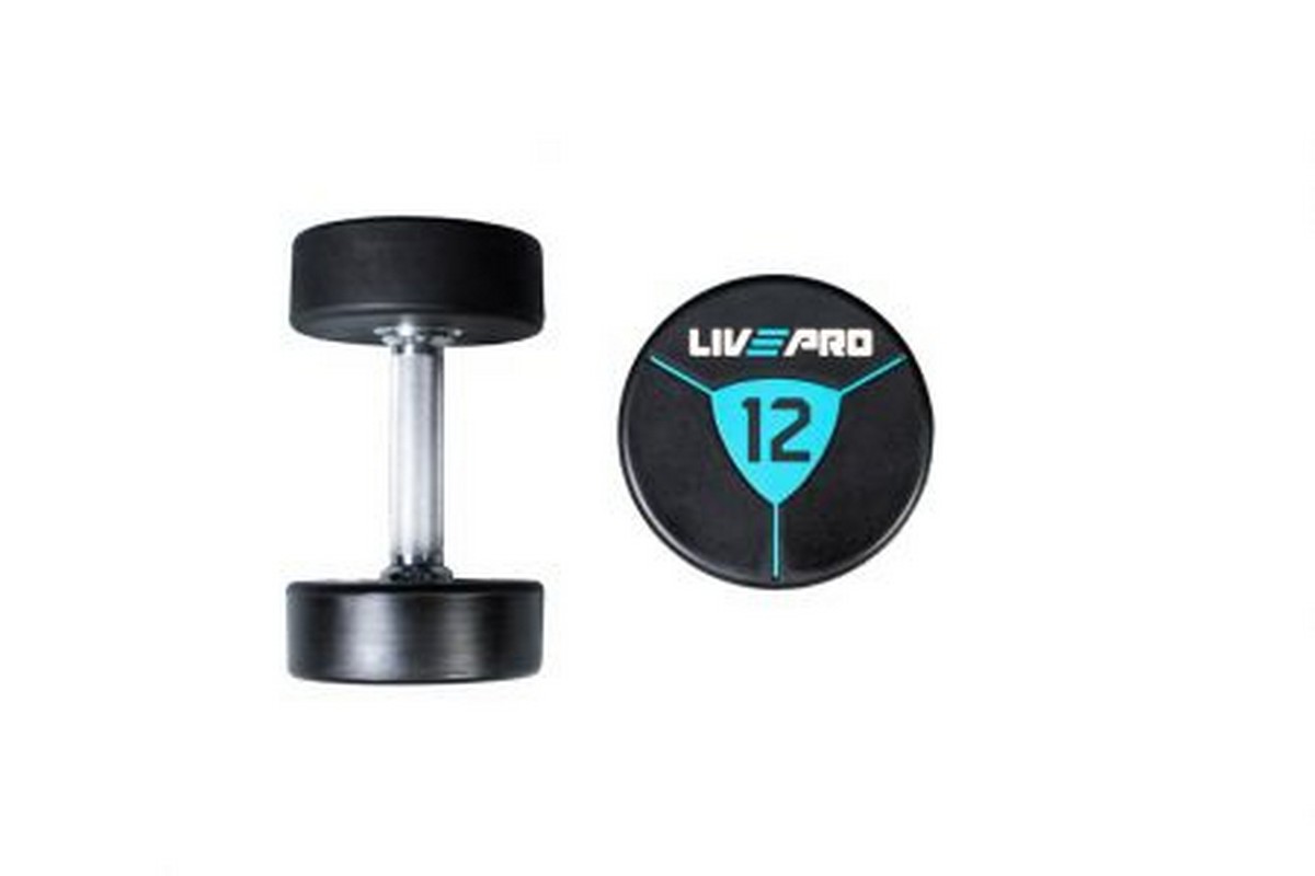 Гантели в уретане 28 кг Live Pro Premium Urethane Dumbbells LP8000-28 1200_800