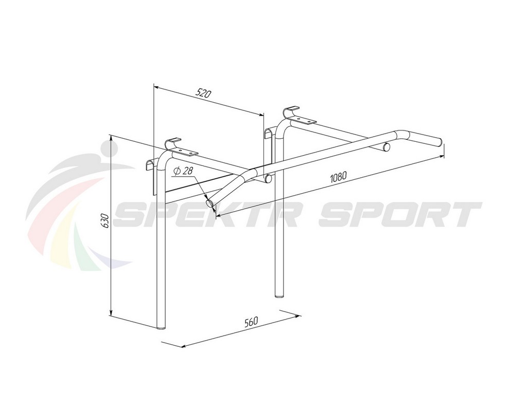 Турник-брусья навесной Spektr Sport Школьник 6, синий 987_800