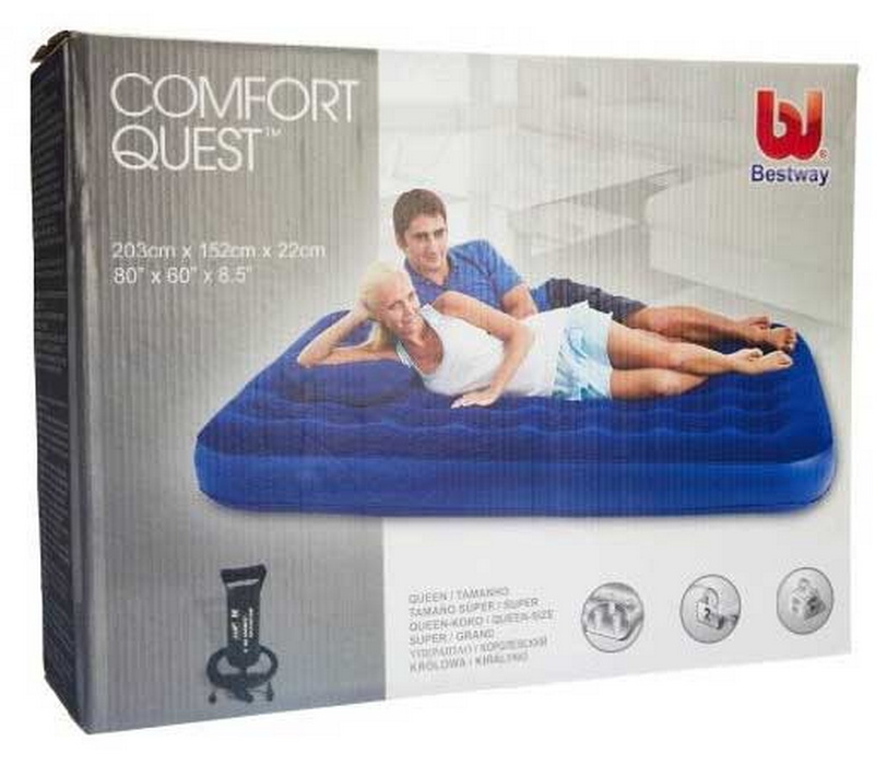 Надувной матрас Bestway Flocked Air Bed With Air Pump(Queen) 203х152х22 см 67374 812_700