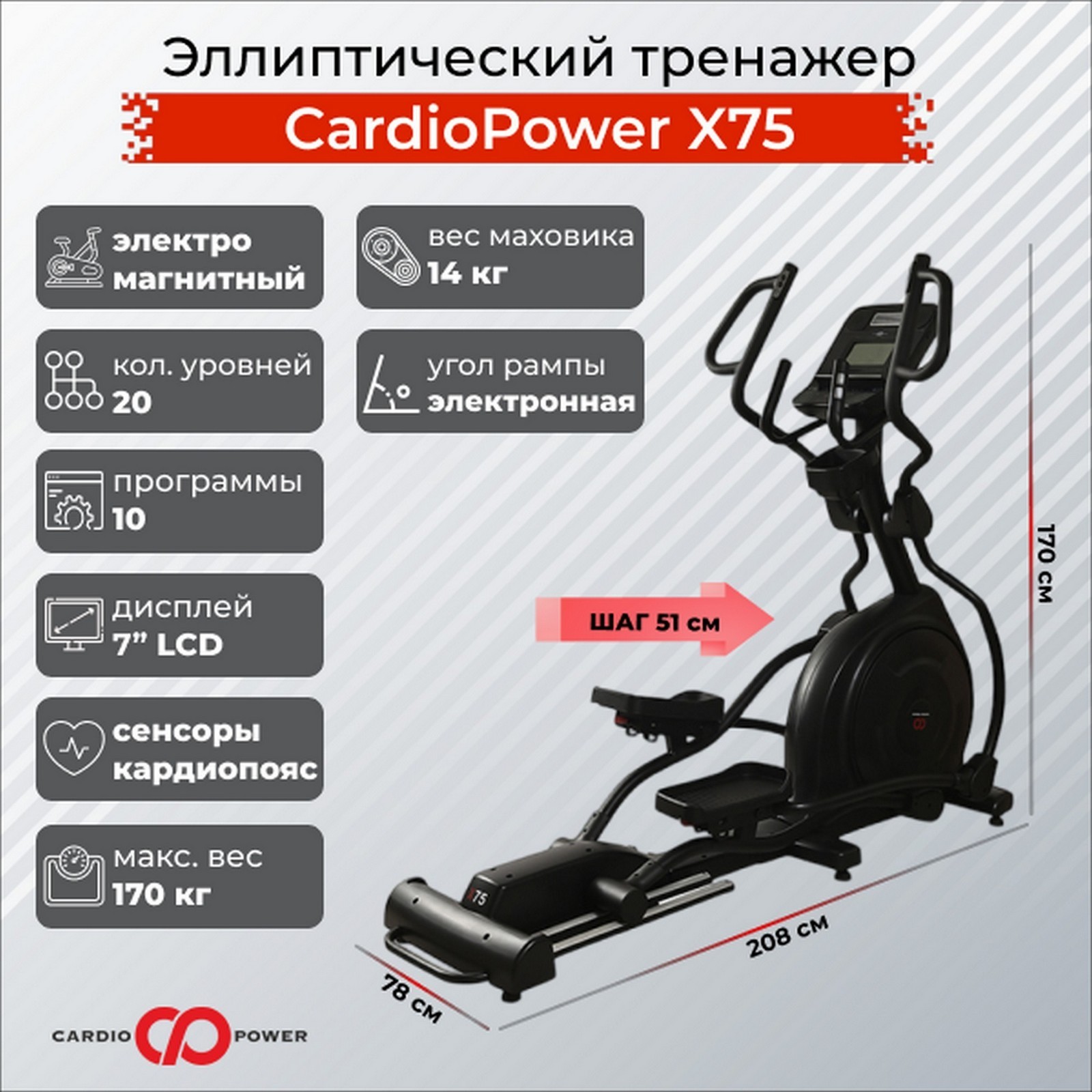 Эллиптический тренажер CardioPower X75 1600_1600